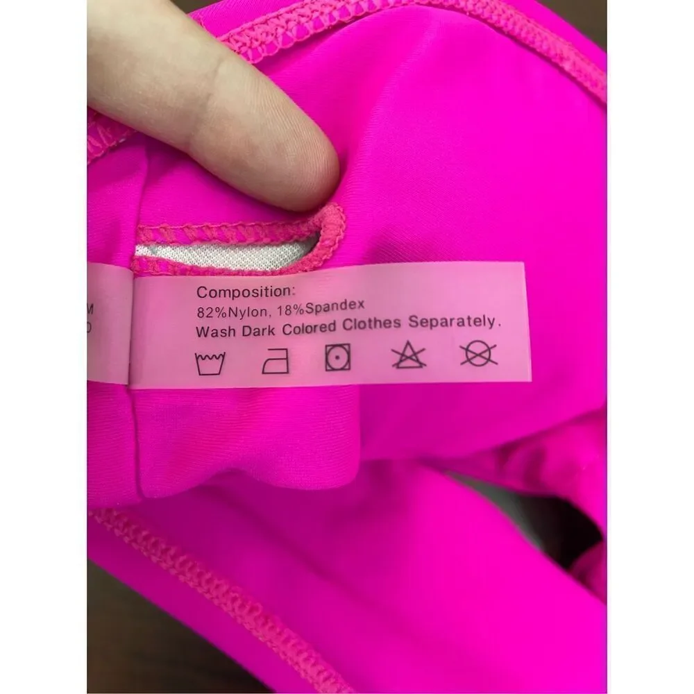 Zaful Neon Hot Pink One Shoulder Bikini Top Size Small